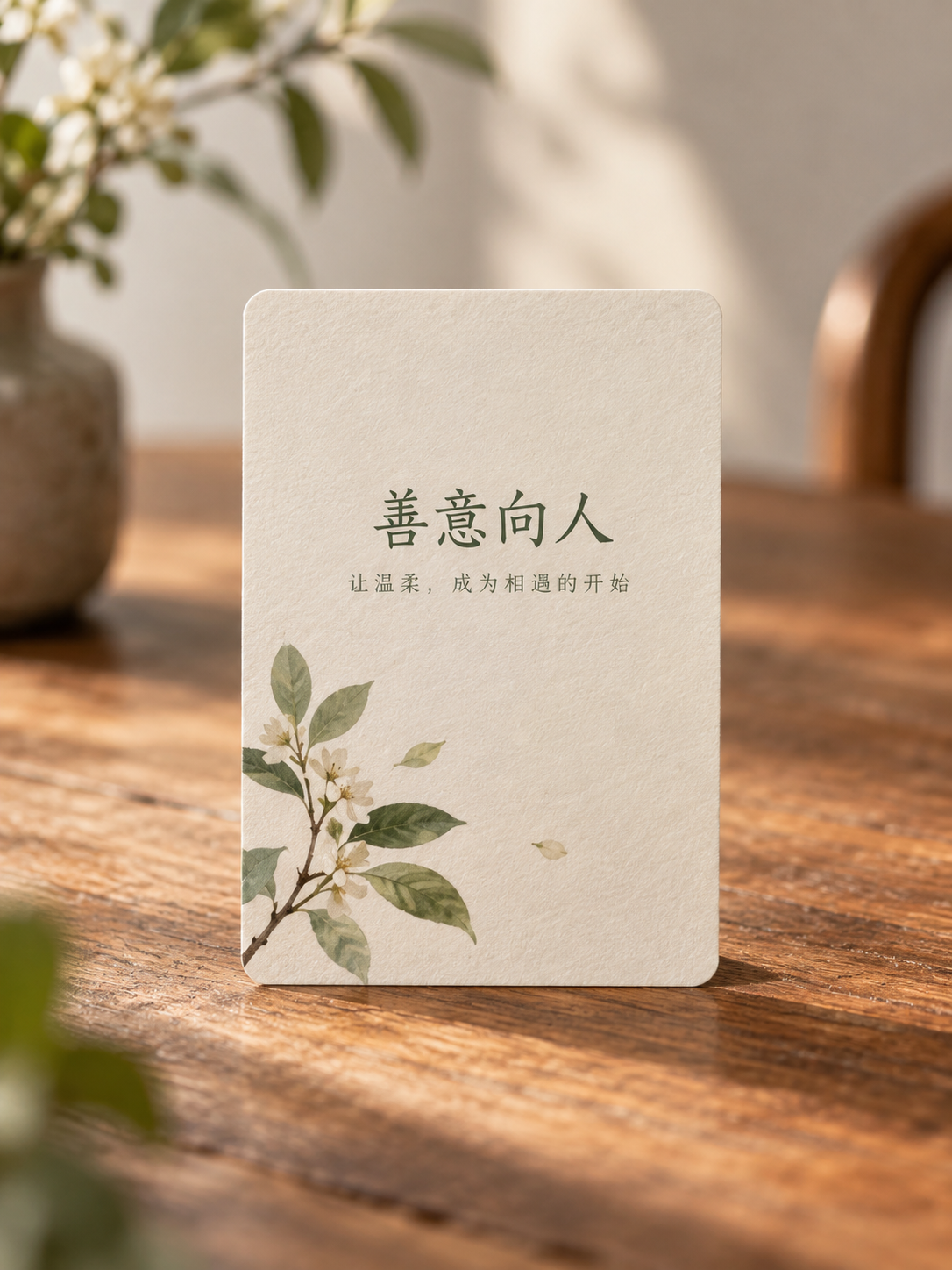 暖光下的一张善意卡片